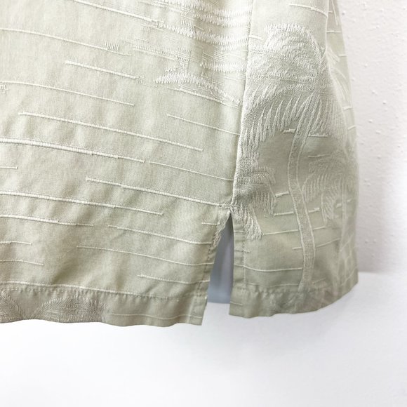 Honolua Hawaiian Shirt Men Medium Green Tropical Button Up Silk Embossed S/S Tee - Picture 5 of 8